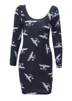 Дамска 3D рокля с дълъг ръкав в различни цветове