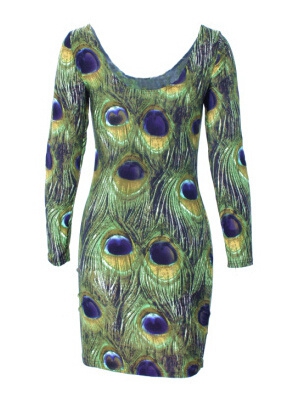 Дамска 3D рокля с дълъг ръкав в различни цветове