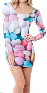 Κυρίες 3D φόρεμα με μακριά μανίκια σε διάφορα χρώματα