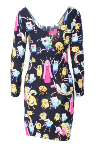 Дамска 3D рокля с дълъг ръкав в различни цветове