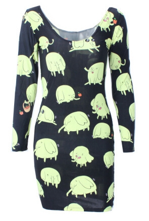 Дамска 3D рокля с дълъг ръкав в различни цветове