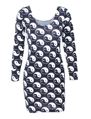 Дамска 3D рокля с дълъг ръкав в различни цветове