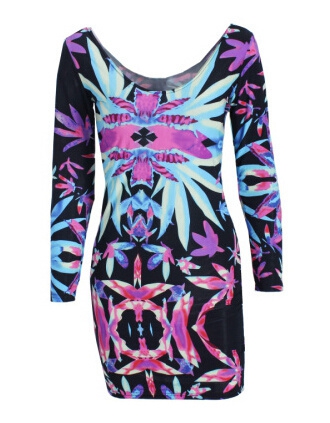 Дамска 3D рокля с дълъг ръкав в различни цветове