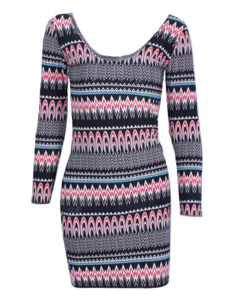 Дамска 3D рокля с дълъг ръкав в различни цветове