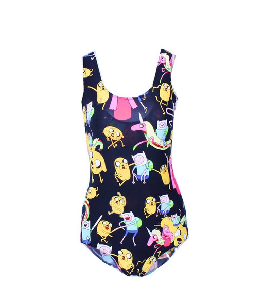 Дамски 3D цял бански на точки, раирани, карирани, ягодки - син, жълт, леопардов, черен