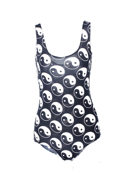 Дамски 3D цял бански на точки, раирани, карирани, ягодки - син, жълт, леопардов, черен