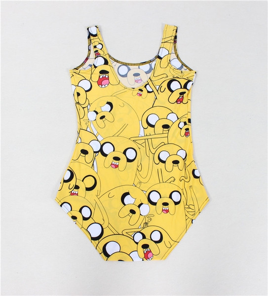 Дамски 3D цял бански на точки, раирани, карирани, ягодки - син, жълт, леопардов, черен