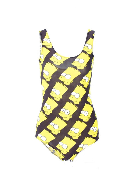 Дамски 3D цял бански на точки, раирани, карирани, ягодки - син, жълт, леопардов, черен