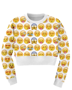 Κυρίες κοντή μπλούζα με μακριά μανίκια - κινούμενα 3D μοντέλα - smileys, emoticons