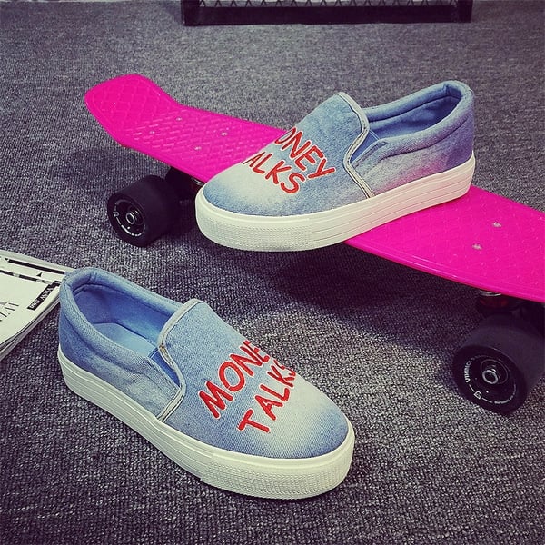 Дамски дънкови мокасини светло син и тъмно син цвят