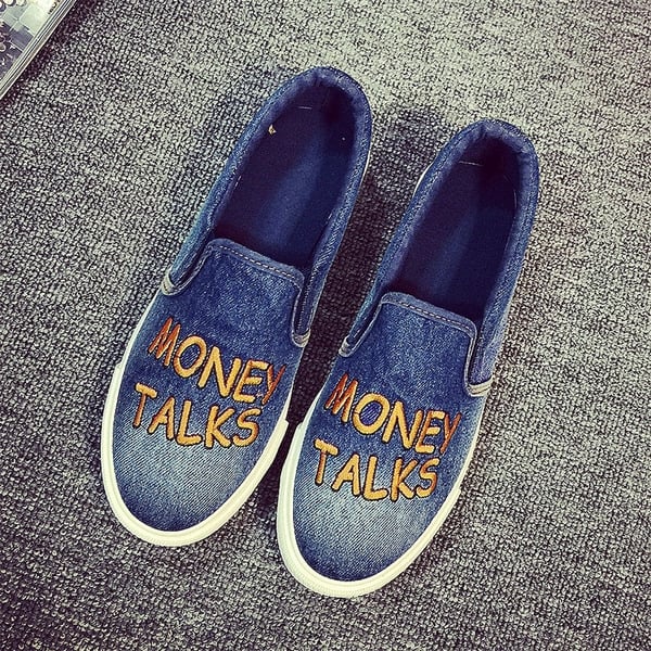 Дамски дънкови мокасини светло син и тъмно син цвят