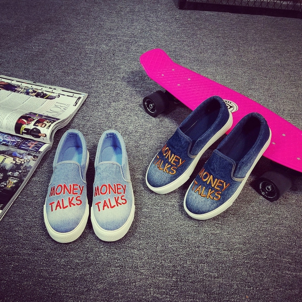 Дамски дънкови мокасини светло син и тъмно син цвят