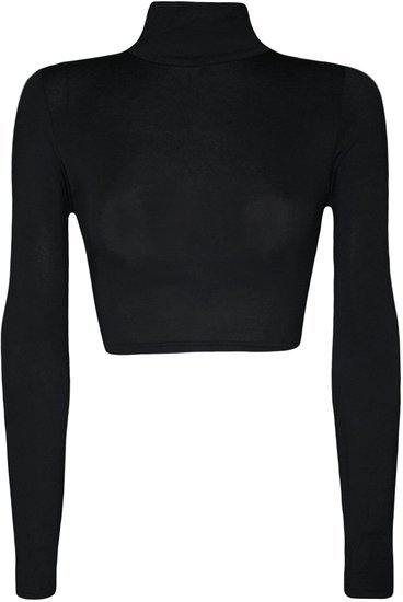 Дамска къса блуза с висока талия и дължина до пъпа, с дълги ръкави - червена, черна , цикламена, бяла