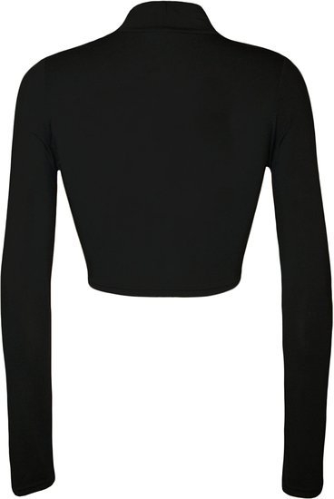 Дамска къса блуза с висока талия и дължина до пъпа, с дълги ръкави - червена, черна , цикламена, бяла