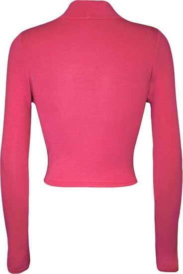 Дамска къса блуза с висока талия и дължина до пъпа, с дълги ръкави - червена, черна , цикламена, бяла