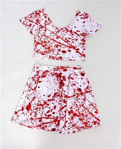 Дамски комплект - от пола и тениска с имитация на кръв