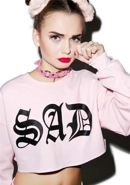 Дамски екип от къса блуза с дълъг ръкав и пола в два модела - SAD - розова и черна