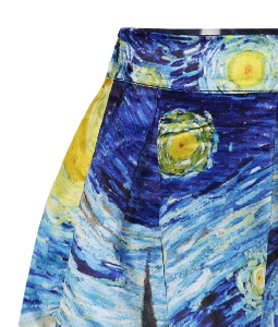 Κυρίες μοναδική κορυφή σατέν φούστα με ένα μοτίβο ενός πίνακα του Βαν Γκογκ 3D «Starry Night»