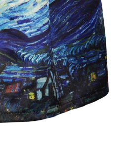 Κυρίες μοναδική κορυφή σατέν φούστα με ένα μοτίβο ενός πίνακα του Βαν Γκογκ 3D «Starry Night»