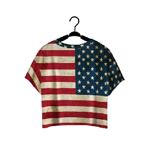 Κυρίες καλοκαίρι σύντομη t-shirt - η σημαία των Ηνωμένων Πολιτειών, υλικό πολυεστέρα