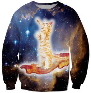 Универсална триизмерна блуза-звездно небе и коте