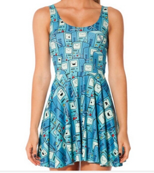 Дамски летни къси  рокли без ръкави, с къс или дълъг ръкав - топ цветни 3D модели - сини, виненочервени