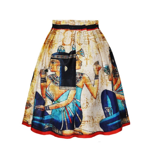 Κυρίες Vintage φούστα με αιγυπτιακά μοτίβα υψηλή μέση