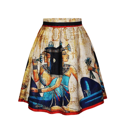 Дамска ретро пола с египетски мотиви висока талия