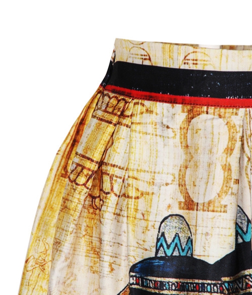 Дамска ретро пола с египетски мотиви висока талия