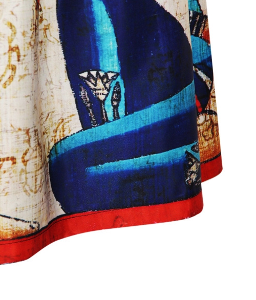 Дамска ретро пола с египетски мотиви висока талия