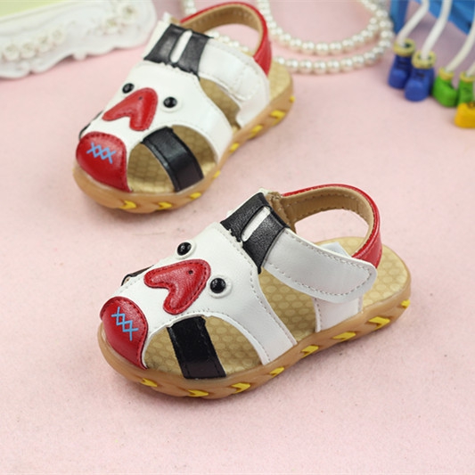 Детски сандали за момчета бял и оранжев цвят