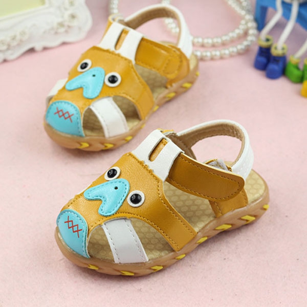 Детски сандали за момчета бял и оранжев цвят