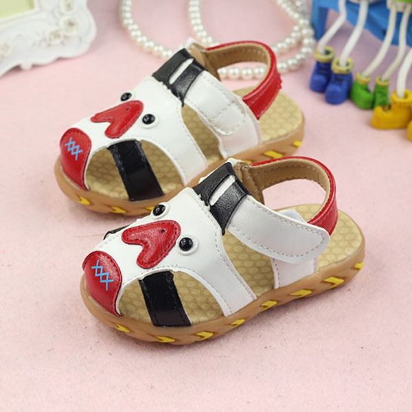 Детски сандали за момчета бял и оранжев цвят