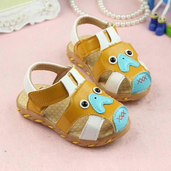 Детски сандали за момчета бял и оранжев цвят