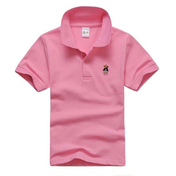 Детски памучни тениски с яка в седем топли цвята.