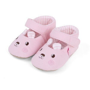 Бебешки пантофки за момичета и момчета с зайче - син и розов модел