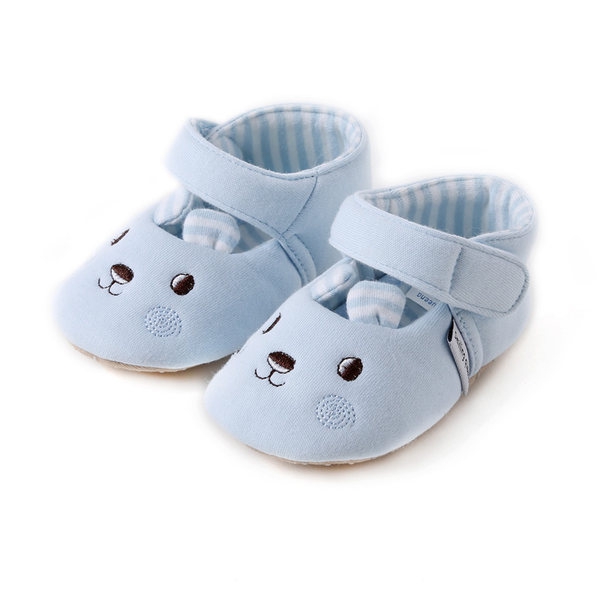 Бебешки пантофки за момичета и момчета с зайче - син и розов модел