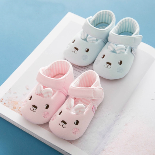 Бебешки пантофки за момичета и момчета с зайче - син и розов модел
