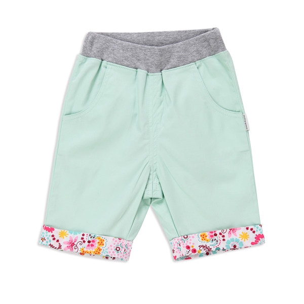 Бебешки къси панталони за момичета в розов и зелен цвят 