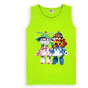 Детски тениски без ръкави за момчета в осем цвята с принт роботи.