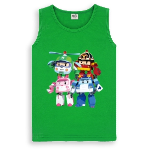 Детски тениски без ръкави за момчета в осем цвята с принт роботи.