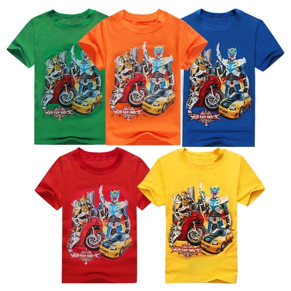 Детски тениски за момчета   в пет цвята с забавен принт.