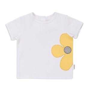 Бебешка тениска в бял цвят с цвете за момичета - 1 модел