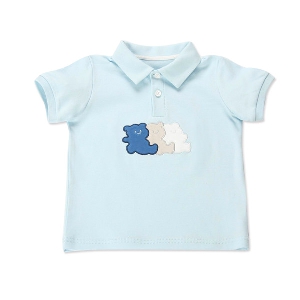 Бебешки тениски за момчета с мечета - бял и син цвят 
