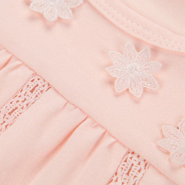 Бебешка тениска за момичета в розов цвят с къс ръкав - един модел