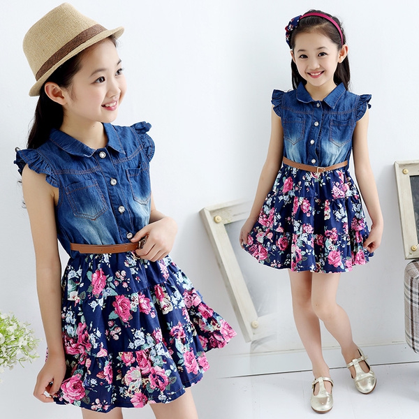 Καλοκαιρινό φόρεμα μπλε λουλούδια για παιδιά