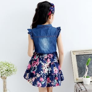 Καλοκαιρινό φόρεμα μπλε λουλούδια για παιδιά