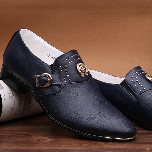 Мъжки официални обувки с катарама в бял кафяв и тъмно син цвят