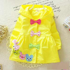Παιδικό μπουφάν φόρεμα για τα κορίτσια - σε κίτρινο, πράσινο και ροζ χρώμα