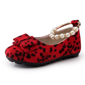Детски обувки за момичета с перлички - червени, леопардови, черни 